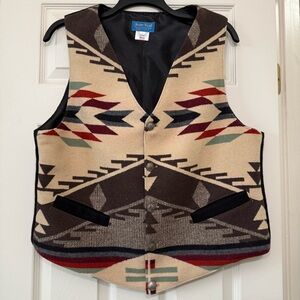 Justin Kraft Southwestern Wool Vest Button Down Aztec Indian Native USA Size L
